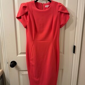 Calvin Klein Women's Coral Pink Classic Dress